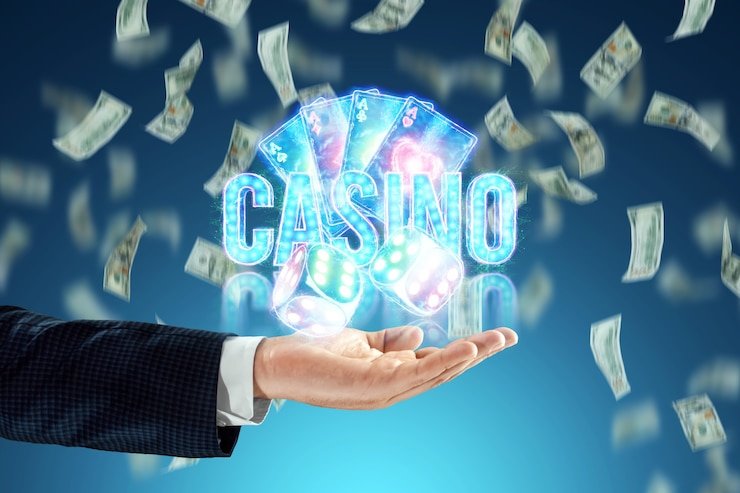Betting controls and action buttons Player betting interface with stake selector and action buttons